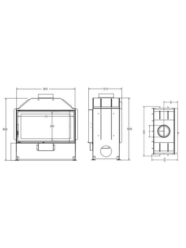 Каминная топка A.Caminetti FLAT 70 Open Side