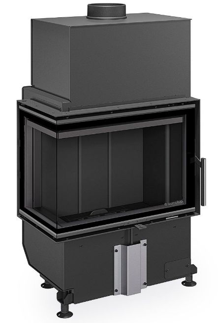 Камінна топка Romotop HEAT L 4g S 60.44.33.26 – лівостороння кутова топка з роздільним склом та темною камерою згоряння