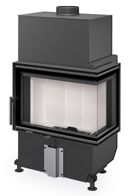 Камінна топка Romotop HEAT R 4g S 60.44.33.24 – правостороння кутова топка з роздільним склом та світлою камерою згоряння