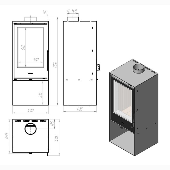 Піч сталева M-Fire Evia (10kW)