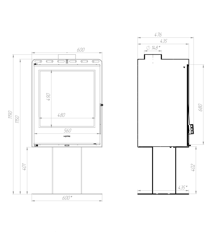 Піч сталева M-Fire Santorini на нозі (12kW)