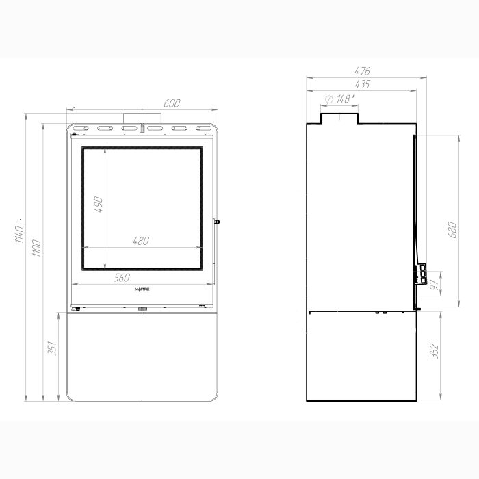 Піч сталева M-Fire Santorini з дровником (12kW)
