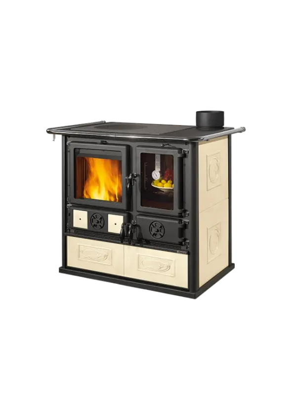 Піч-камін для кухні з конфоркою і великою топкою NORDICA Rosa Reverse 2.0 Liberty panna 8,2 кВт 